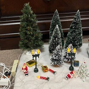 Collection of Vintage miniature Christmas village decorations